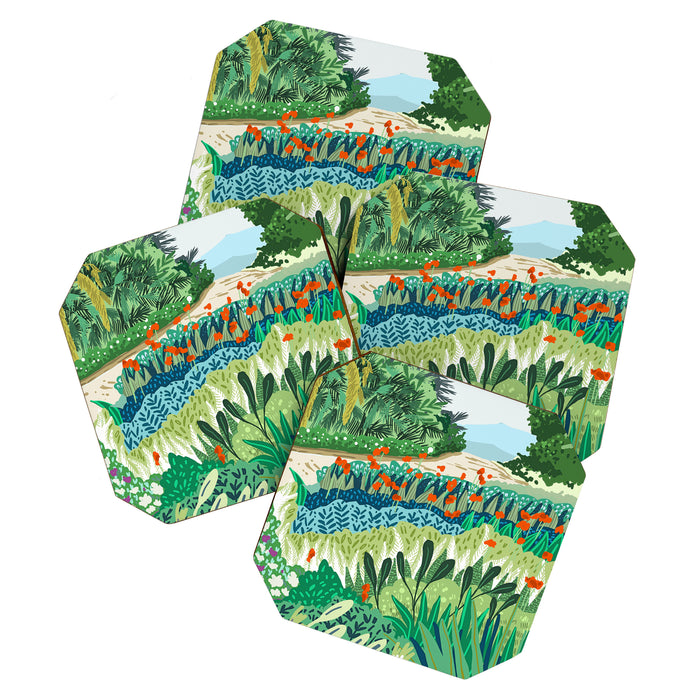 Solo Walk, Nature Jungle Forest Tropical Colorful Vibrant Bortanical Illustration Painting Coaster Gallery Image 1
