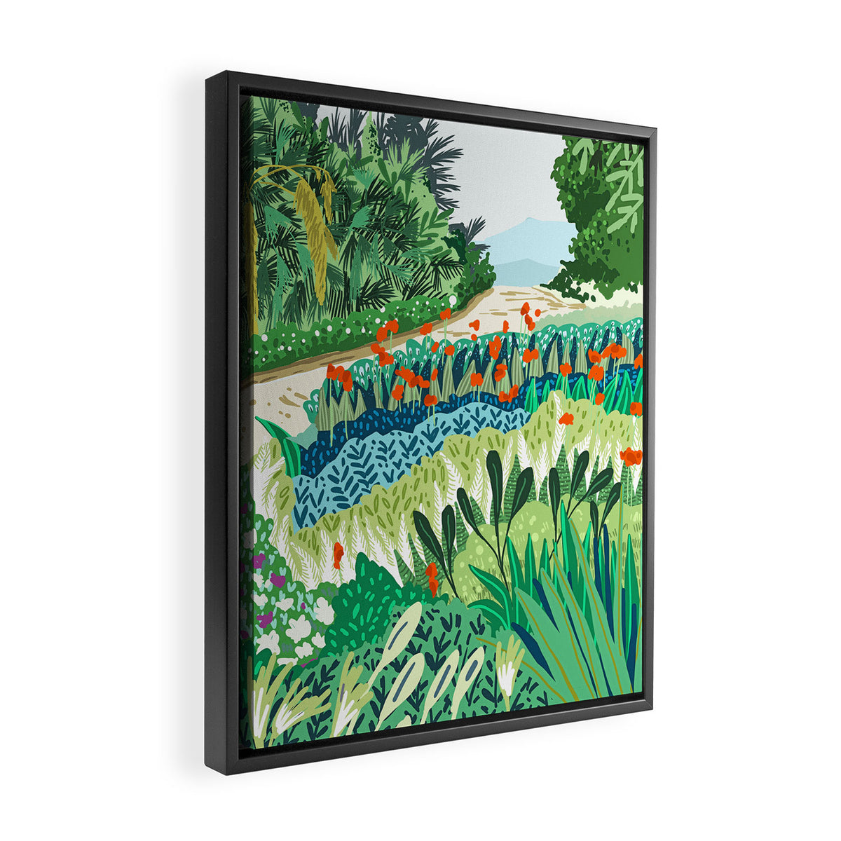 Solo Walk, Nature Jungle Forest Tropical Colorful Vibrant Bortanical Illustration Painting Framed Canvas Print Gallery Image 2