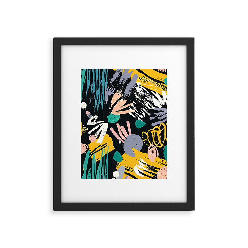 Space Odyssey, Abstract Voyage Journey Travel, Shapes Doodles Drawing Eclectic , Contemporary Planets Rocket Bohemian Framed Art Print Gallery Image 5