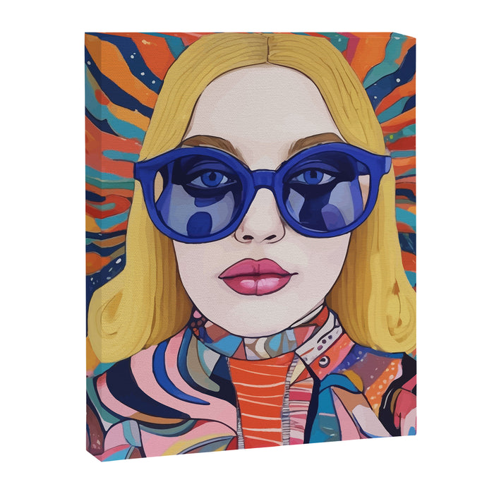 Speed Through, Retro Girl Woman Superpower Magic, Fashion Sunburst Blonde Female, Feminism Colorful Illustration Eclectic Bohemian Maximalism Canvas Print Gallery Image 1
