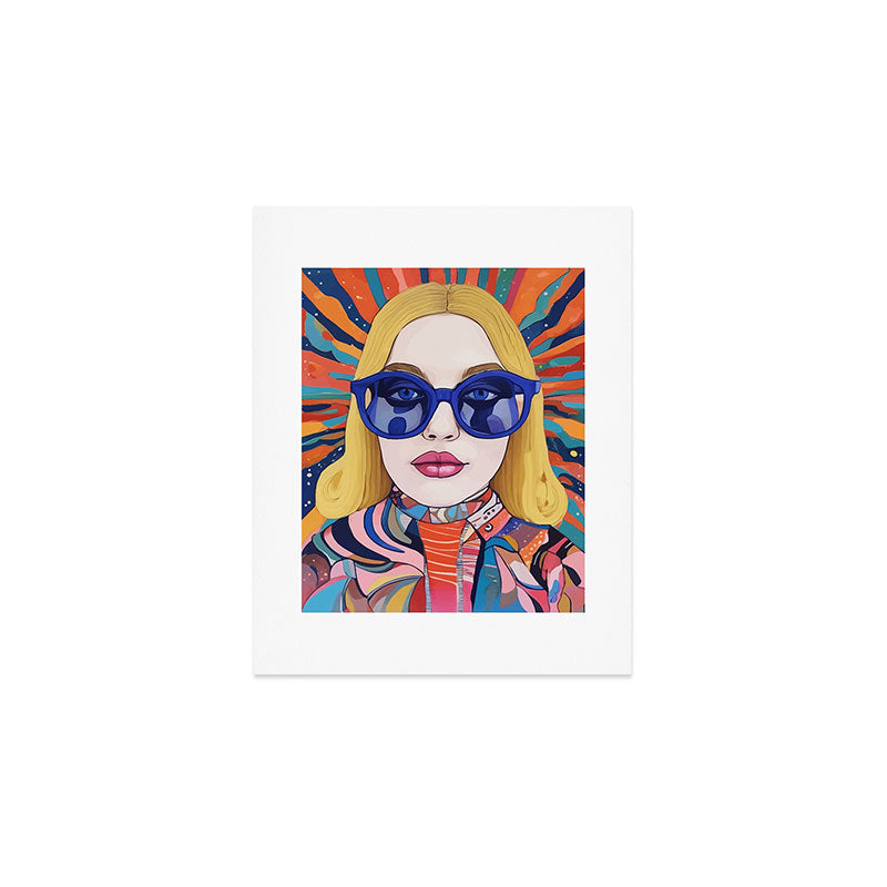 Speed Through, Retro Girl Woman Superpower Magic, Fashion Sunburst Blonde Female, Feminism Colorful Illustration Eclectic Bohemian Maximalism Art Print Gallery Image 1