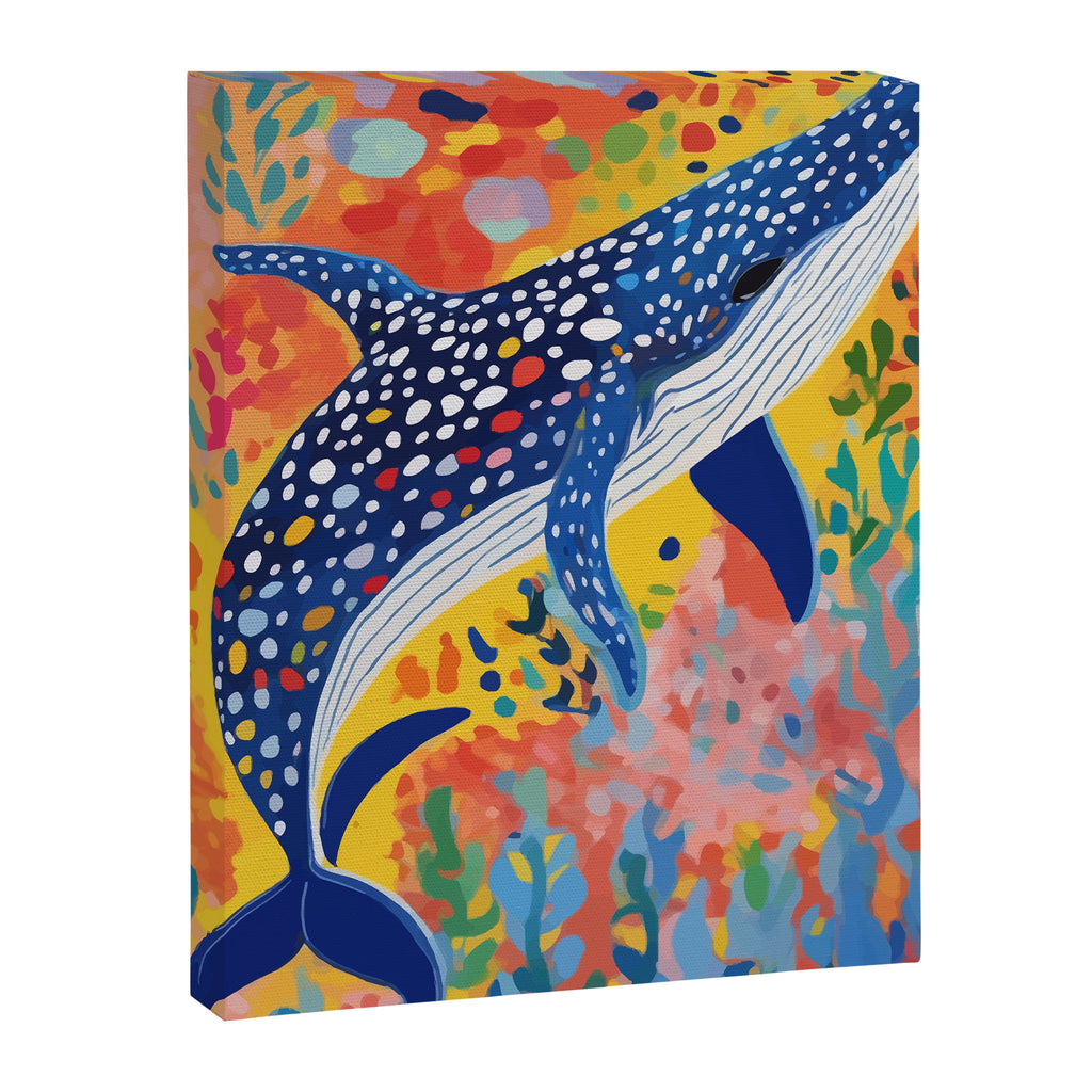 Spotted Whale, Wildlife Ocean Life Fish Illustration, Eclectic Bohemian Painting Free Swim Sea Underwater Canvas Print Gallery Image 6
