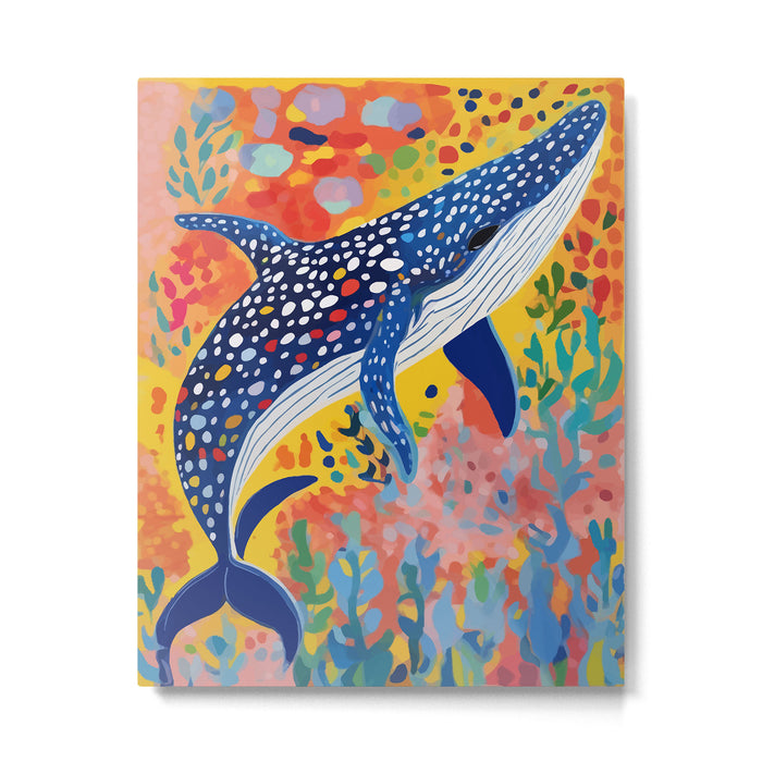 Spotted Whale, Wildlife Ocean Life Fish Illustration, Eclectic Bohemian Painting Free Swim Sea Underwater Metal Print Gallery Image 1