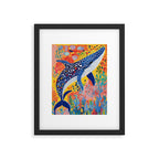 Spotted Whale, Wildlife Ocean Life Fish Illustration, Eclectic Bohemian Painting Free Swim Sea Underwater Framed Art Print Gallery Image 5