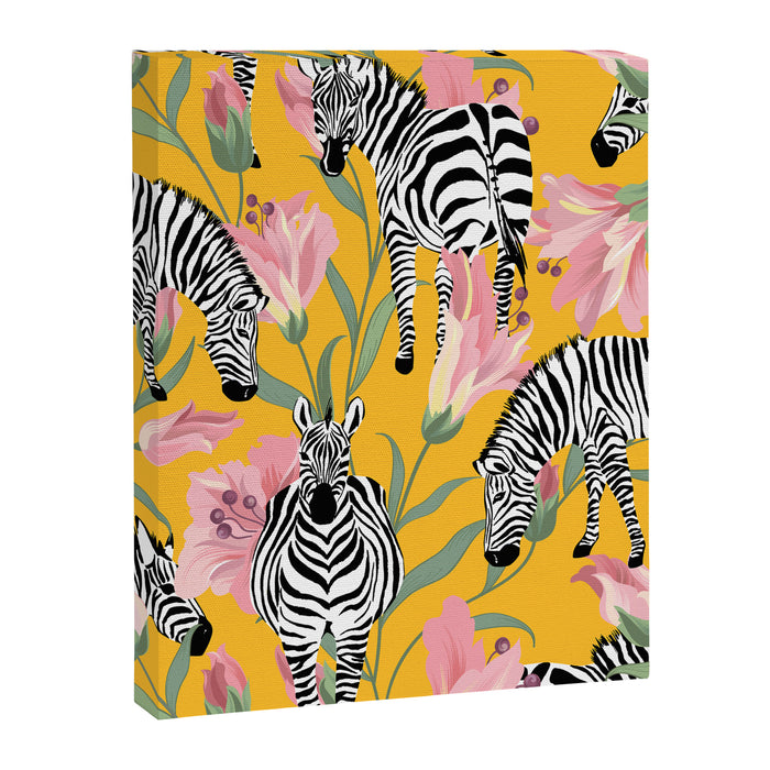 Striped For Life | Zebra Mango Forest | Modern Bohemian Wildlife Jungle | Botanical Nature Canvas Print Gallery Image 1