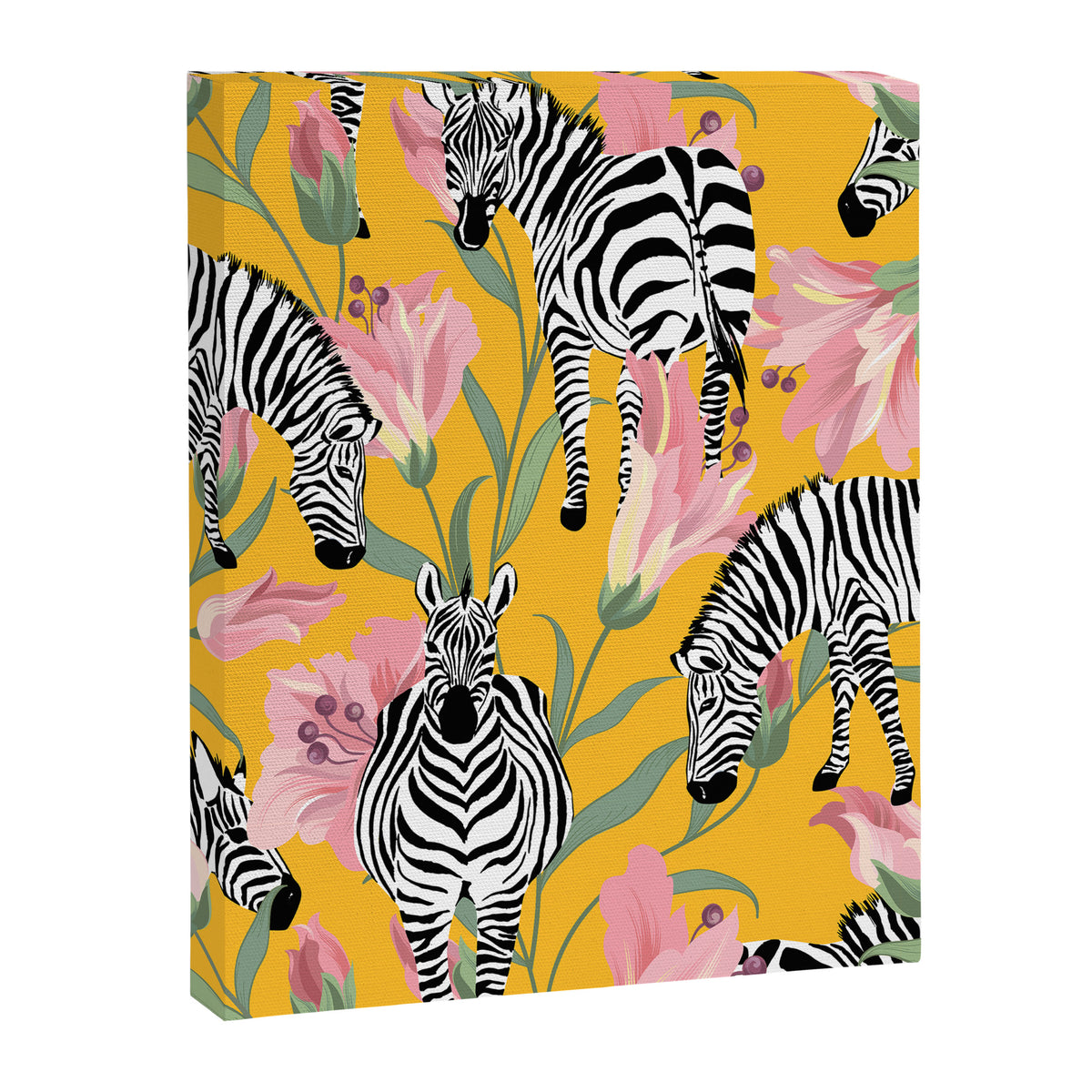 Striped For Life | Zebra Mango Forest | Modern Bohemian Wildlife Jungle | Botanical Nature Canvas Print Gallery Image 6
