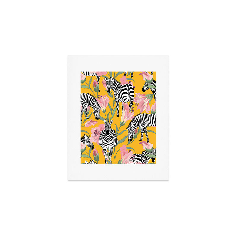 Striped For Life | Zebra Mango Forest | Modern Bohemian Wildlife Jungle | Botanical Nature Art Print Gallery Image 1