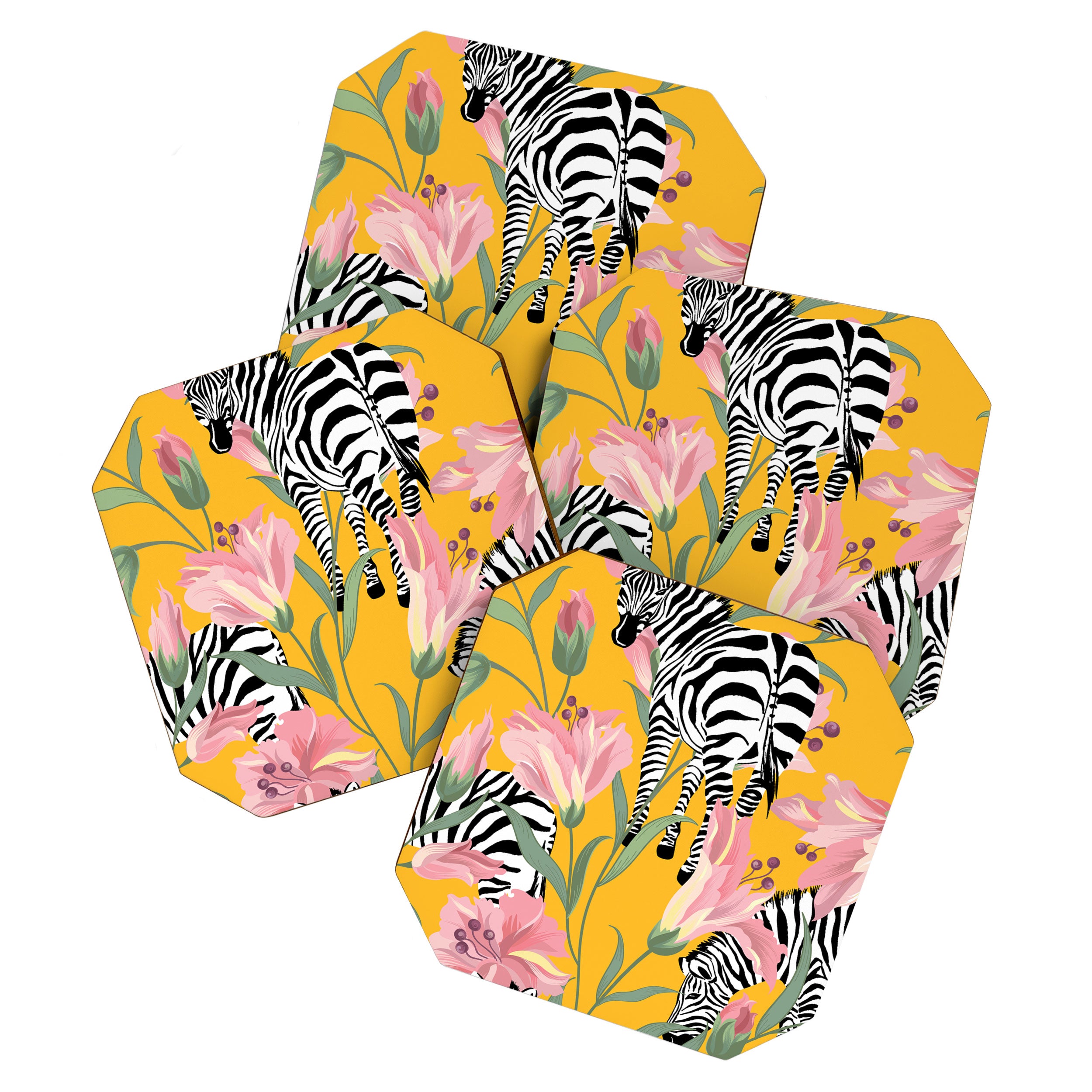 Striped For Life | Zebra Mango Forest | Modern Bohemian Wildlife Jungle | Botanical Nature Coaster Gallery Image 1