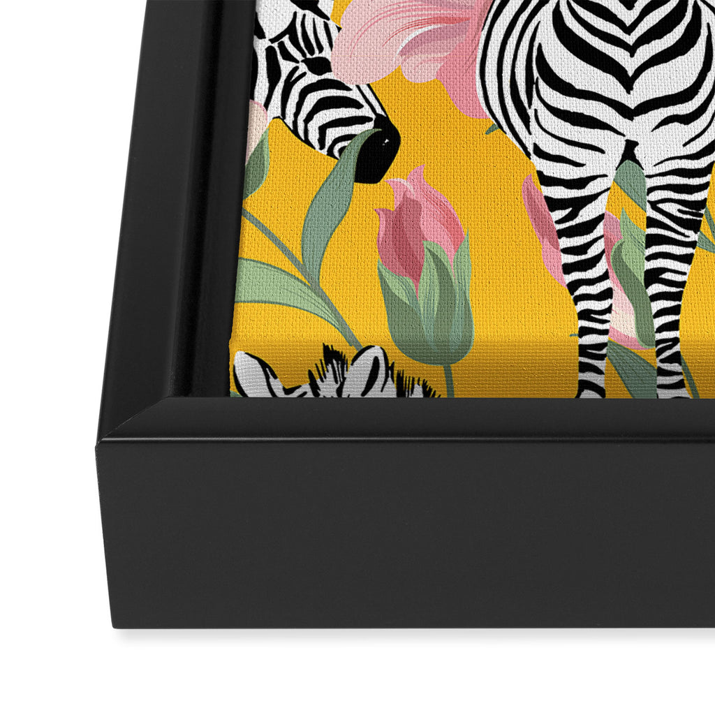 Striped For Life | Zebra Mango Forest | Modern Bohemian Wildlife Jungle | Botanical Nature Framed Canvas Print Gallery Image 3