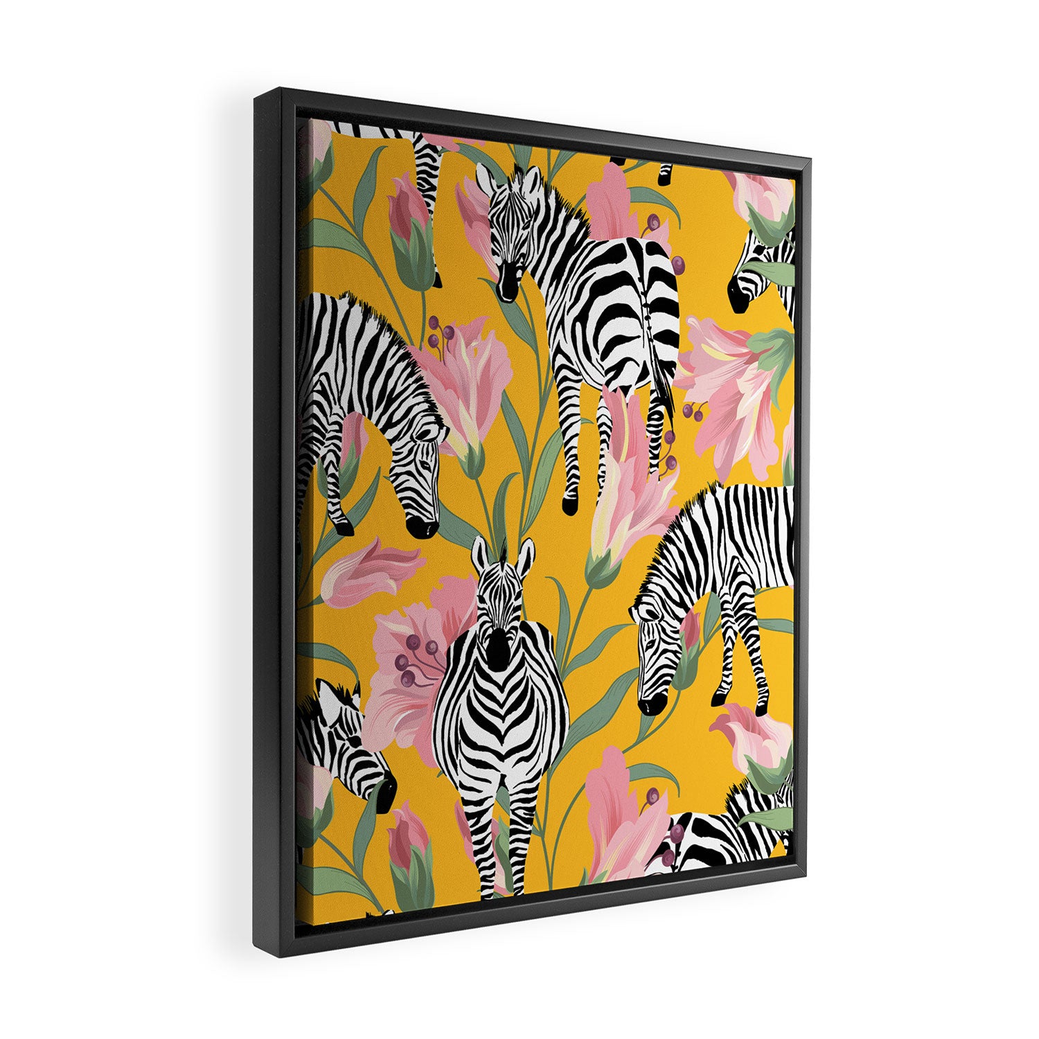 Striped For Life | Zebra Mango Forest | Modern Bohemian Wildlife Jungle | Botanical Nature Framed Canvas Print Gallery Image 2