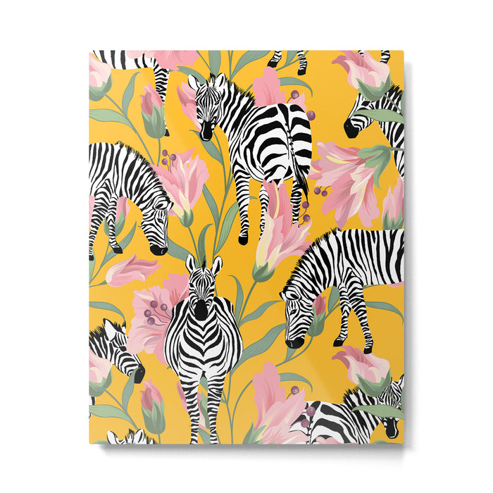 Striped For Life | Zebra Mango Forest | Modern Bohemian Wildlife Jungle | Botanical Nature Metal Print Gallery Image 1