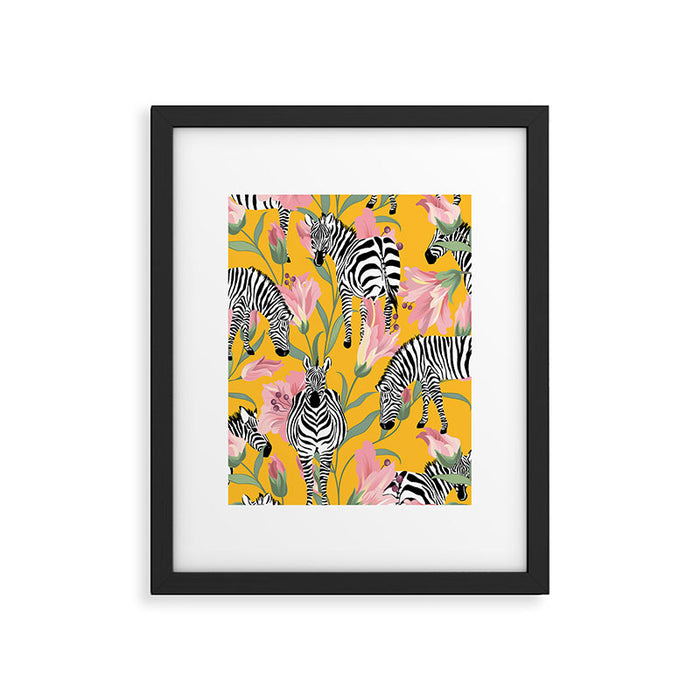 Striped For Life | Zebra Mango Forest | Modern Bohemian Wildlife Jungle | Botanical Nature Framed Art Print Gallery Image 1