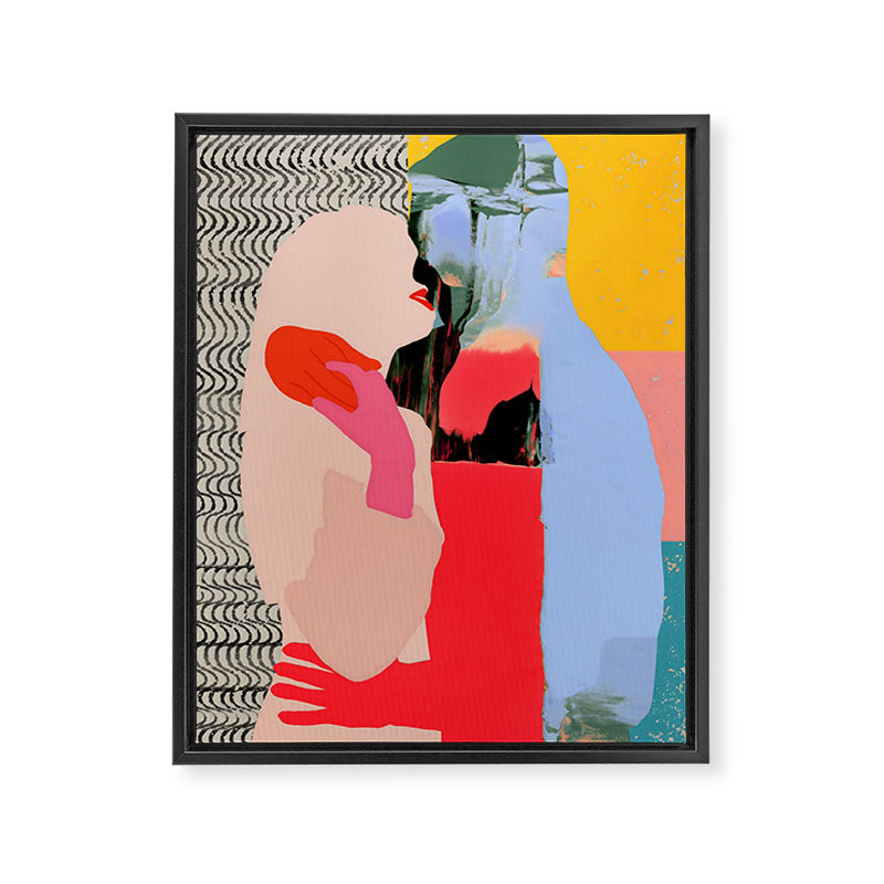 Such a Thing Not Meant To Last, Kiss Passion Love Lovers Couple Friends, Collage Make-out Sex Abstract People Silhouettes Human, Emotions Maximalist Statement Painting Framed Canvas Print Gallery Image 6