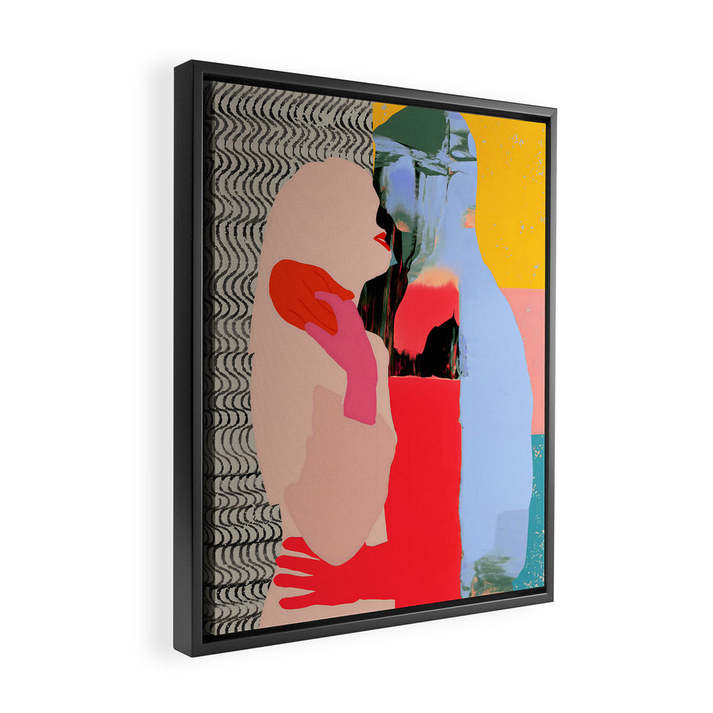 Such a Thing Not Meant To Last, Kiss Passion Love Lovers Couple Friends, Collage Make-out Sex Abstract People Silhouettes Human, Emotions Maximalist Statement Painting Framed Canvas Print Gallery Image 2