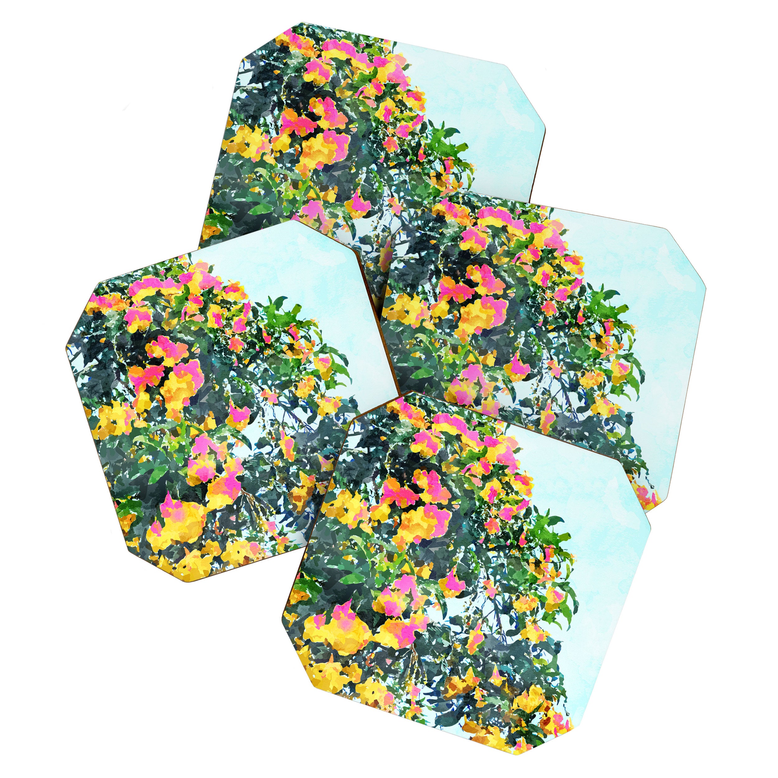 Summer Bougainvillea Watercolor Painting Coaster Gallery Image 1