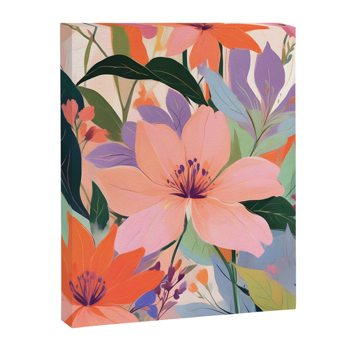 Summer Happy Place, Floral Botanical Nature Painting, Plants Garden Pastel Eclectic, Vintage Flowers Blossom Bohemian Canvas Print Gallery Image 1