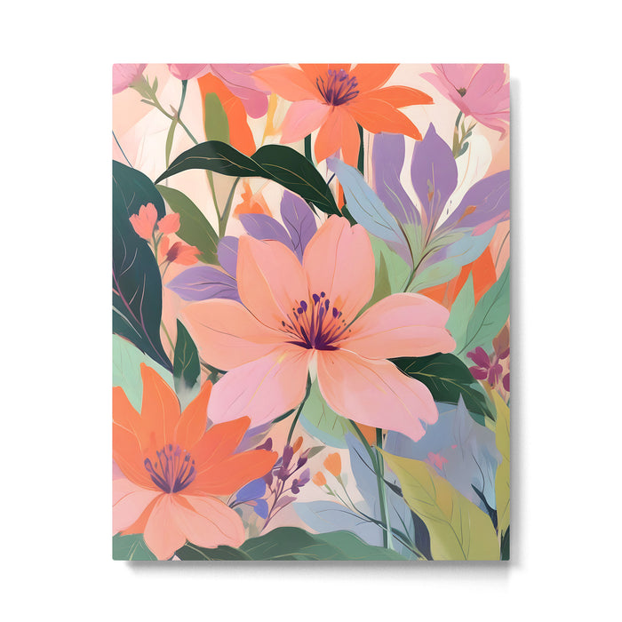 Summer Happy Place, Floral Botanical Nature Painting, Plants Garden Pastel Eclectic, Vintage Flowers Blossom Bohemian Metal Print Gallery Image 1