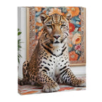 Summer Home, Leopard Tiger Cheetah Indoors Moroccan Rug, Photography Eclectic Wildlife Animals, Home Pets Wild Cats Canvas Print Gallery Image 6