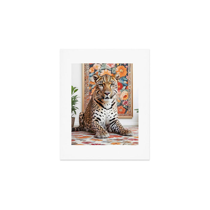 Summer Home, Leopard Tiger Cheetah Indoors Moroccan Rug, Photography Eclectic Wildlife Animals, Home Pets Wild Cats Art Print Gallery Image 1