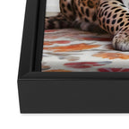 Summer Home, Leopard Tiger Cheetah Indoors Moroccan Rug, Photography Eclectic Wildlife Animals, Home Pets Wild Cats Framed Canvas Print Gallery Image 3
