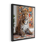Summer Home, Leopard Tiger Cheetah Indoors Moroccan Rug, Photography Eclectic Wildlife Animals, Home Pets Wild Cats Framed Canvas Print Gallery Image 2