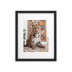 Summer Home, Leopard Tiger Cheetah Indoors Moroccan Rug, Photography Eclectic Wildlife Animals, Home Pets Wild Cats Framed Art Print Gallery Image 5