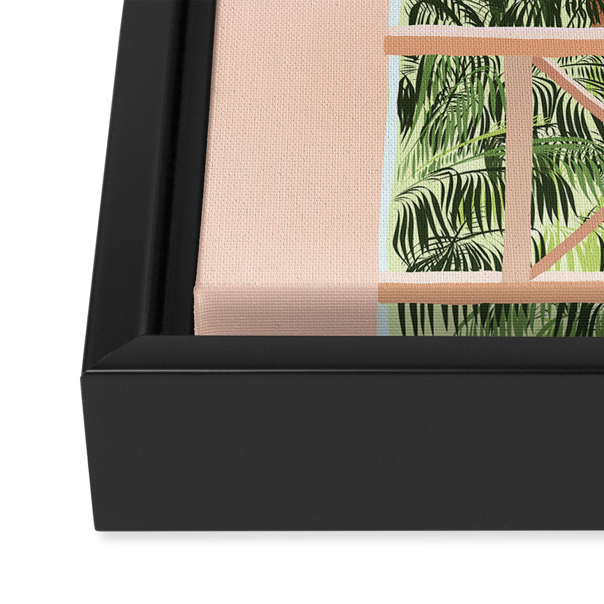 Summer Travel, Tropical Nature Palm Trees, Modern Architecture Palace Illustration Painting Framed Canvas Print Gallery Image 3