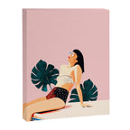 Sunday, Summer Swim Poolside Fashion, Bohemian Woman Sunbath Tan Bikini Monstera Tropical Travel Canvas Print Gallery Image 8