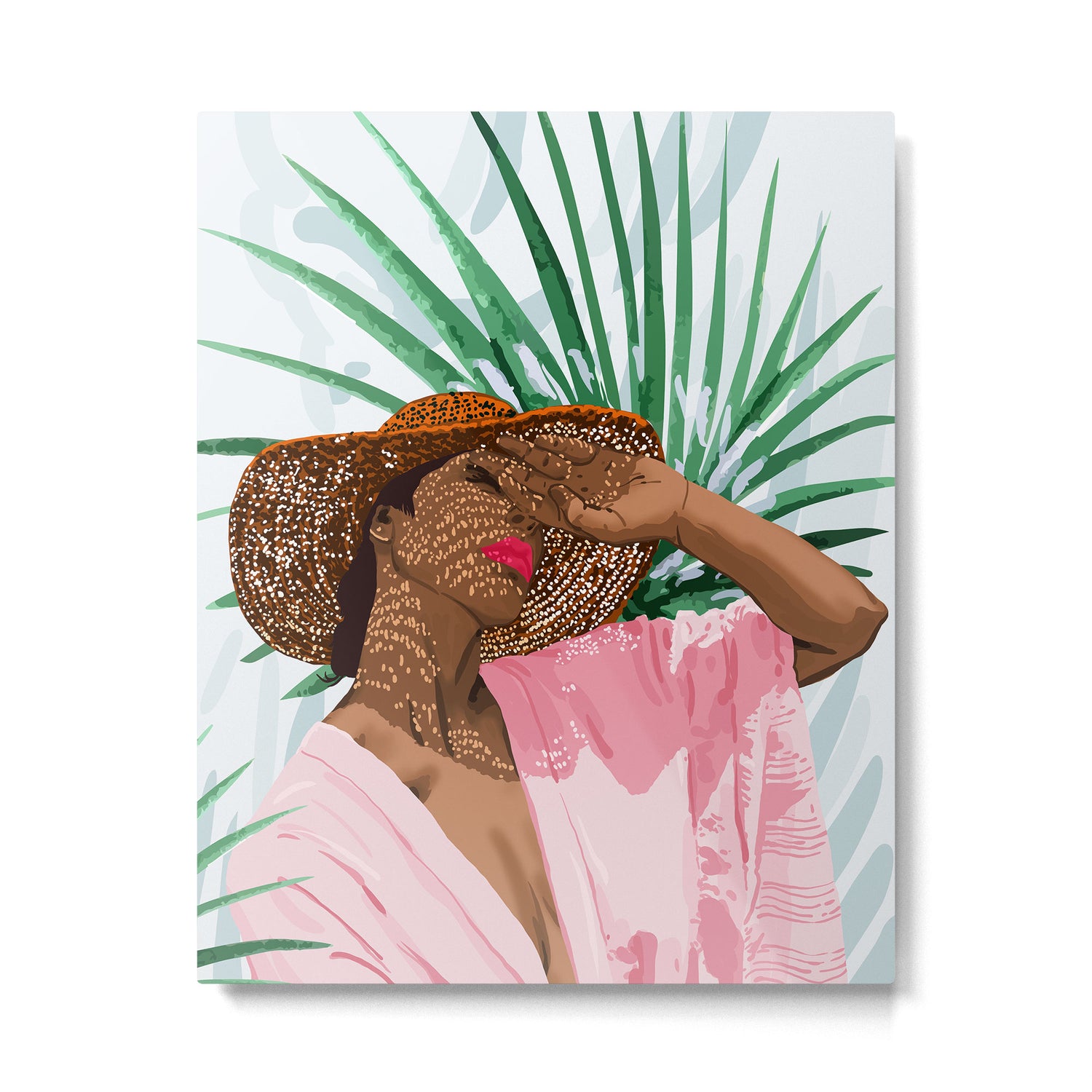 Sunshine in My Soul | Black Woman Tropical Travel | Modern Boho Palm Summer Vacation Fashion Metal Print Gallery Image 4