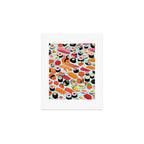 Sushi & Sashimi, Japanese Mob Wife Raw Fish Food Illustration, Delicacy Menu Rice Colorful Eclectic Art Print Gallery Image 1