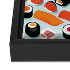 Sushi & Sashimi, Japanese Mob Wife Raw Fish Food Illustration, Delicacy Menu Rice Colorful Eclectic Framed Canvas Print Gallery Image 3