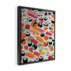 Sushi & Sashimi, Japanese Mob Wife Raw Fish Food Illustration, Delicacy Menu Rice Colorful Eclectic Framed Canvas Print Gallery Image 2