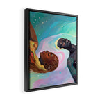 Suspended, Abstract Black People Love Couple, Human Humanity Emotions Feelings, Expression Eclectic Painting Space Framed Canvas Print Gallery Image 2