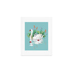 Bond, Jungle Animals, Swan Family Nature Pond Illustration, Bohemian Ducks Love Colorful Botanical Art Print Gallery Image 1