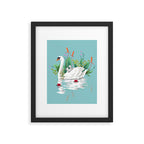Bond, Jungle Animals, Swan Family Nature Pond Illustration, Bohemian Ducks Love Colorful Botanical Framed Art Print Gallery Image 5