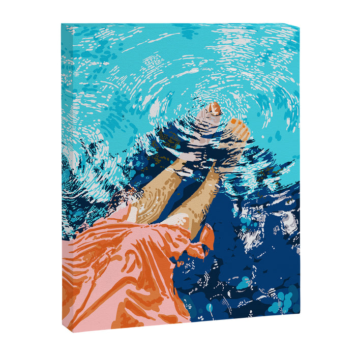 Take Me Where The Waves Kiss My Feet, Eclectic Nature River Woman Colorful Water Coral Bohemian Canvas Print Gallery Image 1