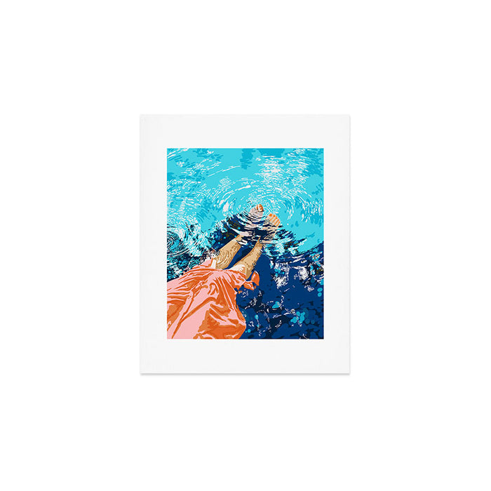 Take Me Where The Waves Kiss My Feet, Eclectic Nature River Woman Colorful Water Coral Bohemian Art Print Gallery Image 1