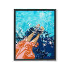 Take Me Where The Waves Kiss My Feet, Eclectic Nature River Woman Colorful Water Coral Bohemian Framed Canvas Print Gallery Image 6