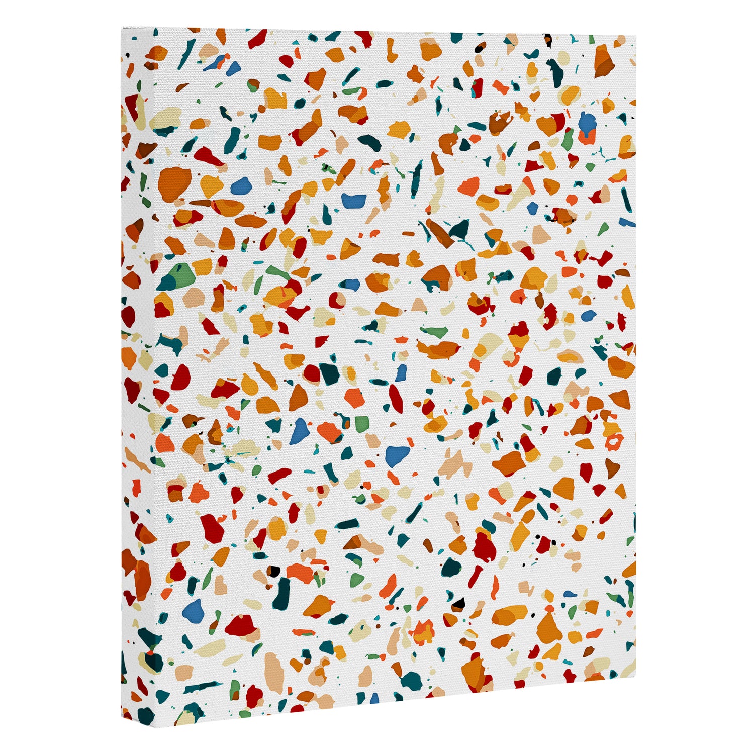 Tan Terrazzo | Eclectic Quirky Confetti Painting | Celebration Colorful Boho Happy Party Graphic  Canvas Print Gallery Image 3