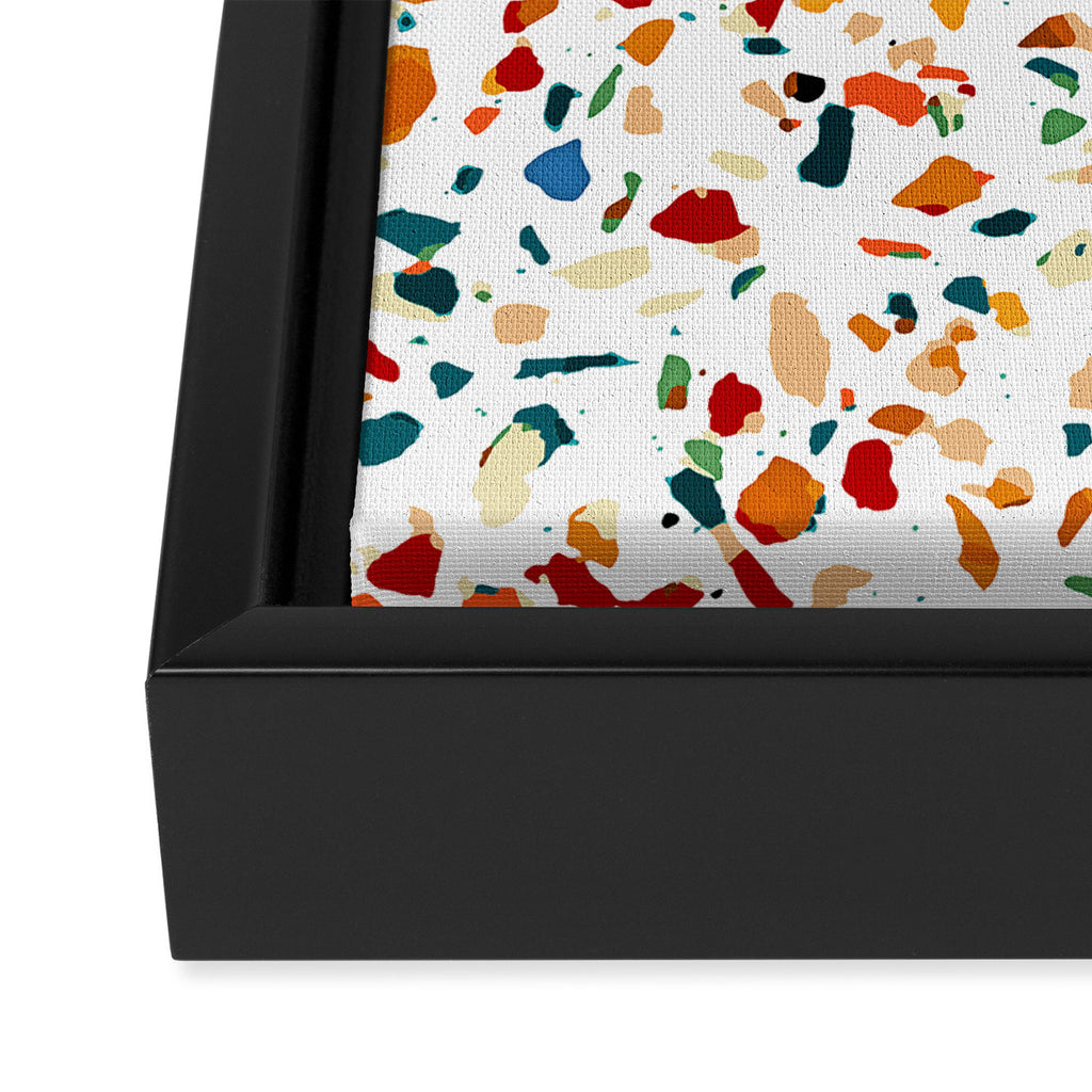 Tan Terrazzo | Eclectic Quirky Confetti Painting | Celebration Colorful Boho Happy Party Graphic  Framed Canvas Print Gallery Image 3