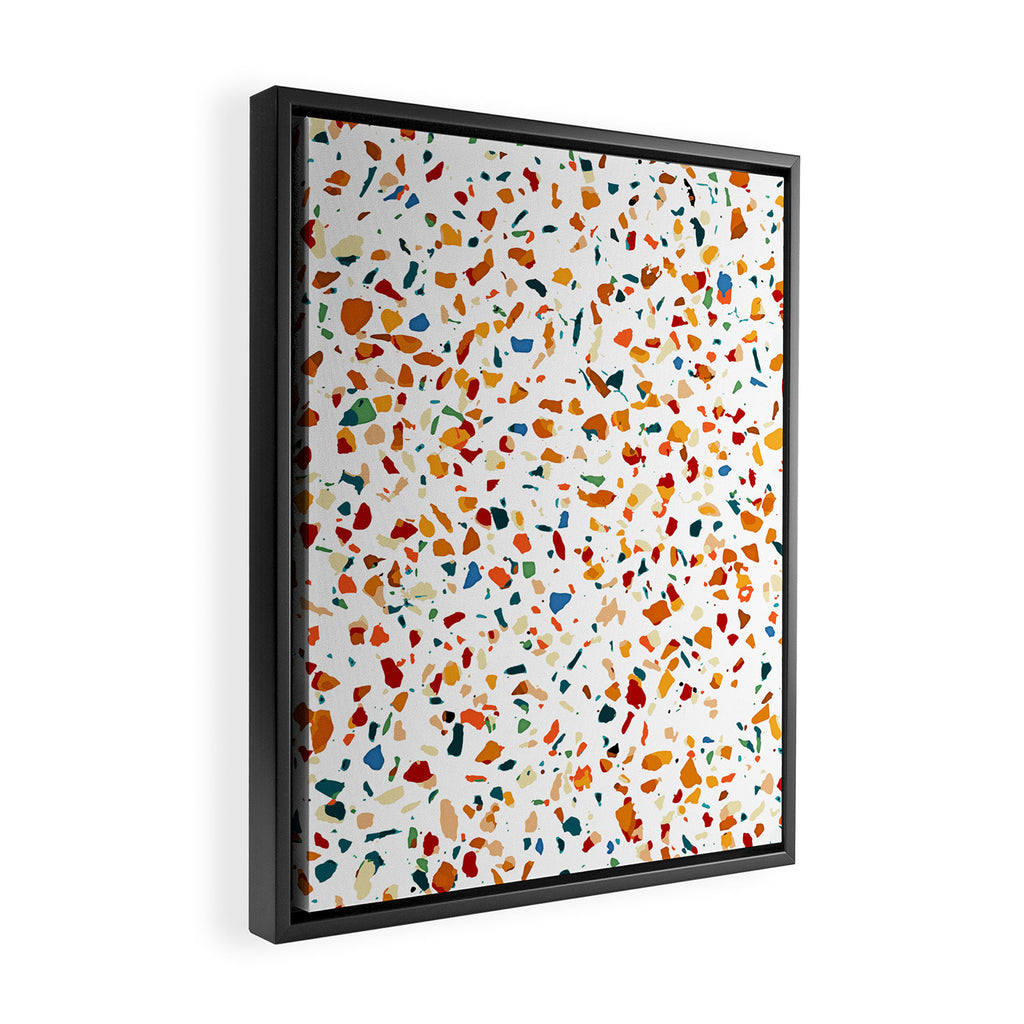 Tan Terrazzo | Eclectic Quirky Confetti Painting | Celebration Colorful Boho Happy Party Graphic  Framed Canvas Print Gallery Image 2