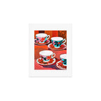 Tea Party, Teacups Floral Whimsical Eclectic Maximalist Illustration, Boho Coffee Food Painting Art Print Gallery Image 1