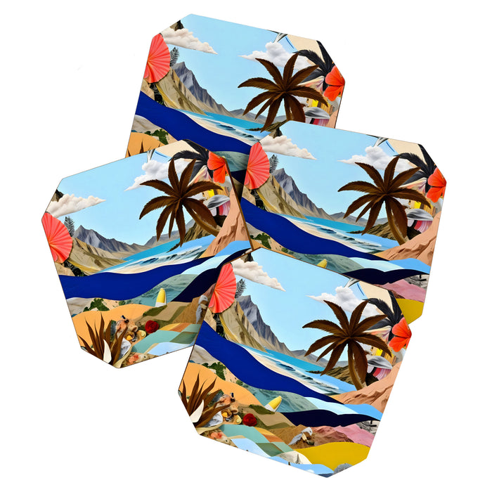 The Beach Bound Surrealist 01, Collage Fantastic Surrealism Wild Fantasy, Ocean Beach Sea Avant-Garde, Creative Photographic Digital Abstract Graphic Coaster Gallery Image 1