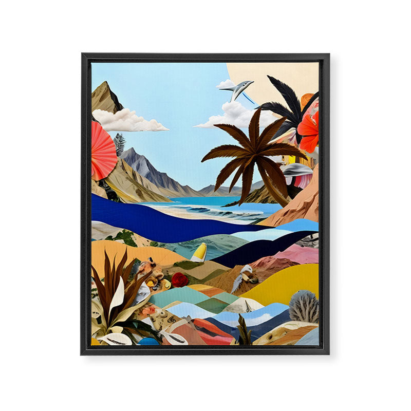 The Beach Bound Surrealist 01, Collage Fantastic Surrealism Wild Fantasy, Ocean Beach Sea Avant-Garde, Creative Photographic Digital Abstract Graphic Framed Canvas Print Gallery Image 6