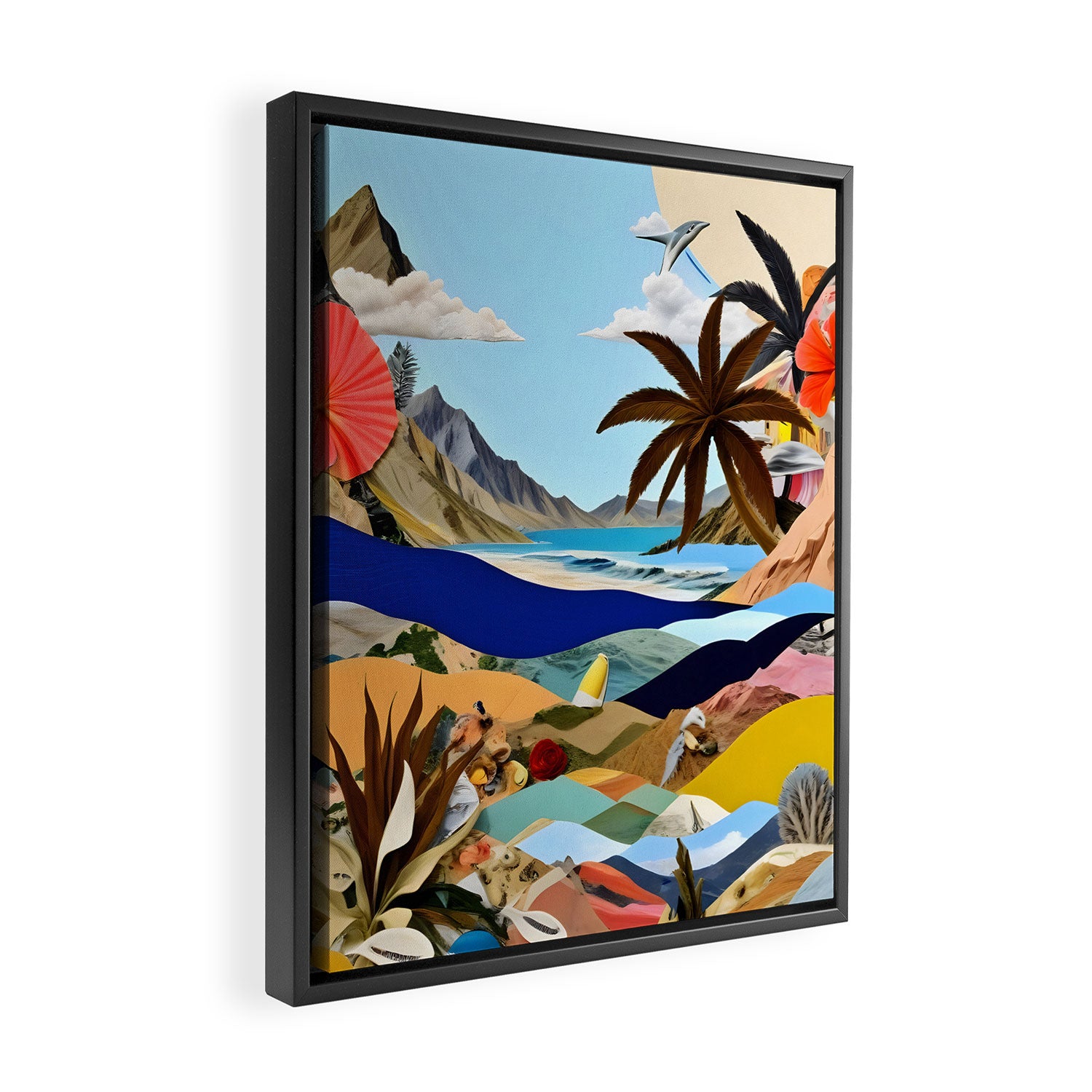 The Beach Bound Surrealist 01, Collage Fantastic Surrealism Wild Fantasy, Ocean Beach Sea Avant-Garde, Creative Photographic Digital Abstract Graphic Framed Canvas Print Gallery Image 2