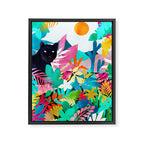 The Black Panther, Tropical Jungle Watercolor Painting, Botanical Forest Colorful Bohemian Illustration, Tiger Leopard Cheetah Animals Framed Canvas Print Gallery Image 6