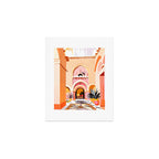 The Courtyard, Architecture Pastel Buildings, Turkish Tropical Nature City, Bohemian Eclectic Painting Illustration Art Print Gallery Image 1