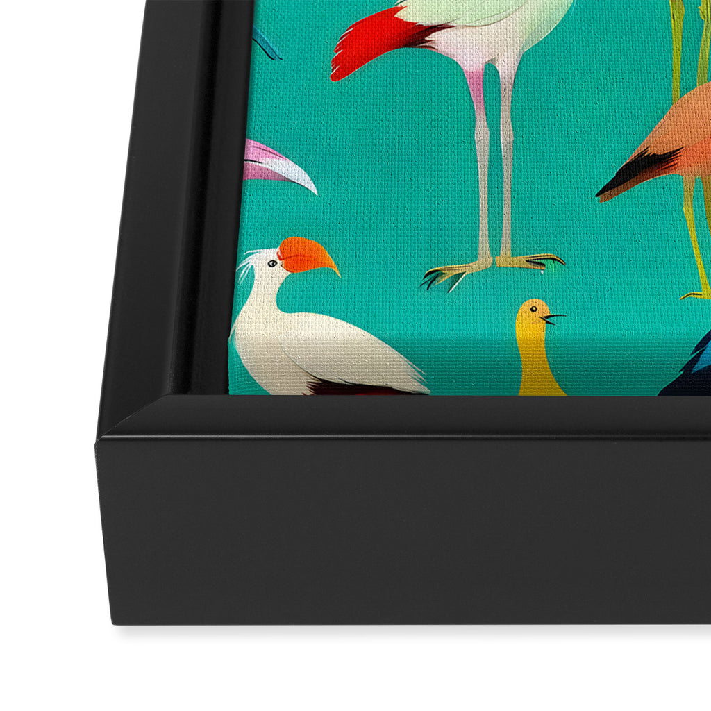 The Dance of Bird Colors Framed Canvas Print Gallery Image 3