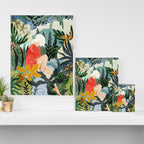 The Distracted Reader | Mindfulness Solo Travel | Bohemian Jungle Botanical Mood | Nature Book Lady Canvas Print Gallery Image 3