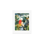 The Distracted Reader | Mindfulness Solo Travel | Bohemian Jungle Botanical Mood | Nature Book Lady Art Print Gallery Image 1